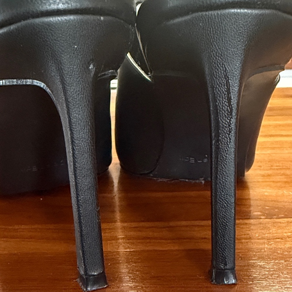Open Edit (Nordstrom) Black Mule Lace-Up Stiletto Heels - Picture 4 of 8